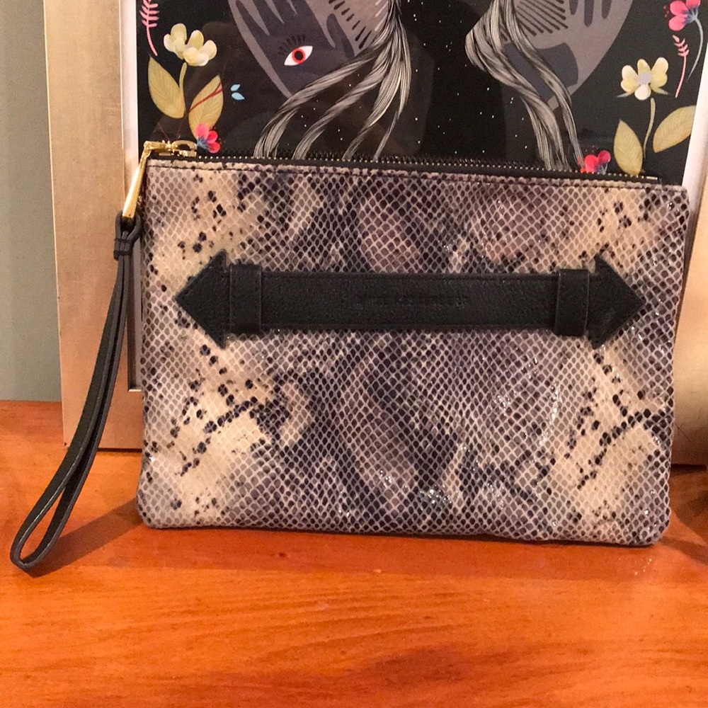 Aimee Kestenberg snakeskin print leather clutch